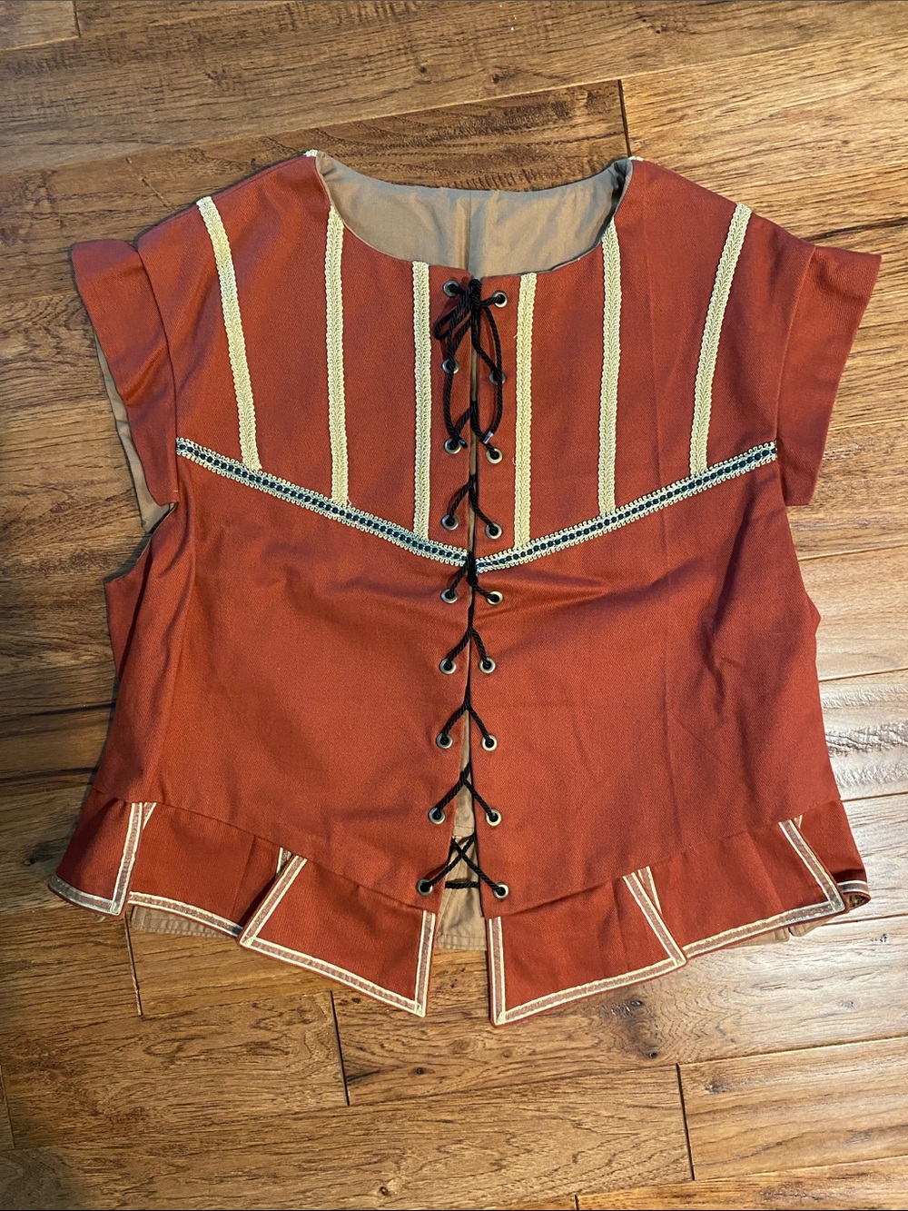 Rust Renaissance Lace-Up men’s Top/vest with Decorative Trim